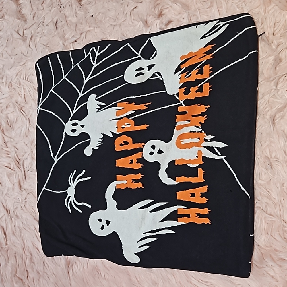 Happy Halloween Square Pillow case cover ghosts web spider zippered